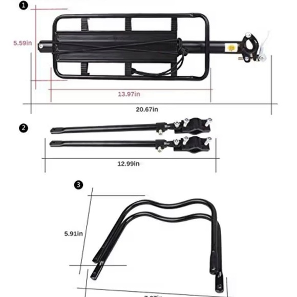 Black Bicycle Rear Rack with Reflector - Picture 4 of 6